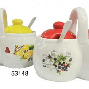 SET AZUCARERA PORCELANA C/DISEÑO 14X7X13CM