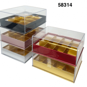 CAJA ACRILICA P/CHOCOLATES C/DIVISION 18X14X17CM
