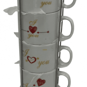 SET TAZA PORCELANA SAN VALENTIN 4/1 8X7.9CM