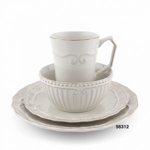 VAJILLA BLANCA 16PCS BROCADA