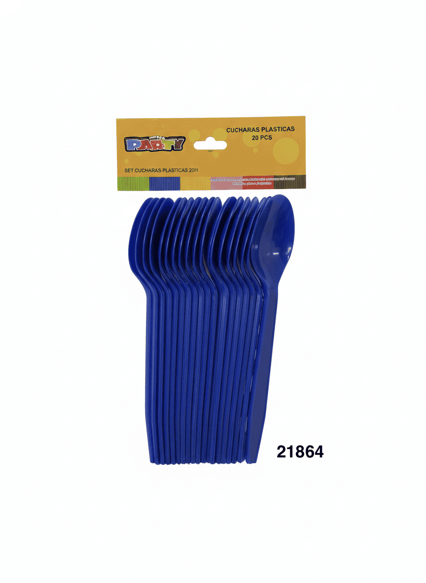 PARTY SET CUCHARAS PLAST 15CM 20/1 AZUL OSCURO