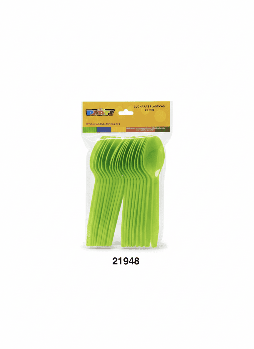 PARTY SET CUCHARAS PLAST 15CM 20/1 VERDE MANZANA