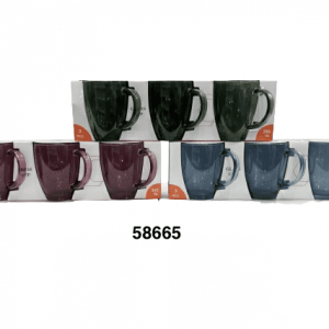 SET TAZA CRISTAL COLORES 360ML 3/1 9X10CM