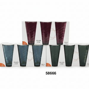 SET VASOS CRISTAL COLORES 450ML 3/1 8.5X14.5CM
