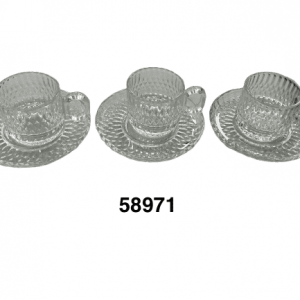 SET TAZA C/PLATILLO CRISTAL BROCADA 6.3X5.5CM 12/1