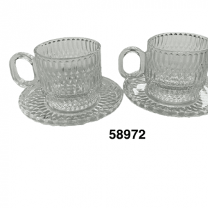 SET TAZA C/PLATILLO CRISTAL BROCADA 7.3X6.5CM 12/1