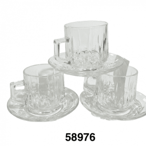SET TAZA C/PLATILLO CRISTAL BROCADA 7X7.2CM 12/1