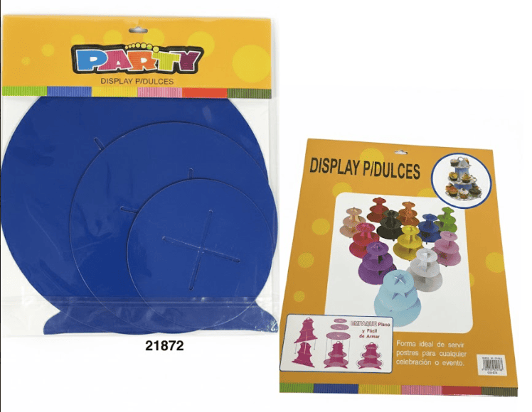 PARTY DISPLAY P/DULCES 3NIVELES 30X33CM AZUL OSCURO