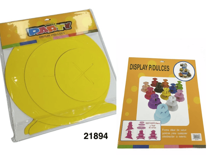 PARTY DISPLAY P/DULCES 3NIVELES 30X33CM AMARILLO