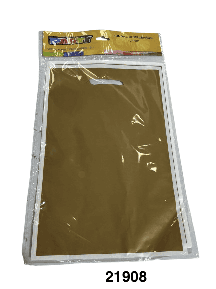 PARTY SET FUNDAS PLASTICAS 17X25CM 12/1 DORADO