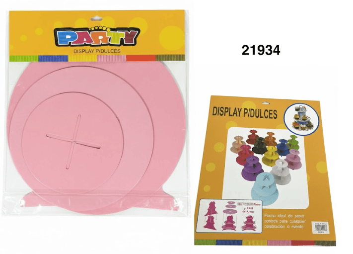 PARTY DISPLAY P/DULCES 3NIVELES 30X33CM ROSADO
