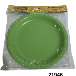 PARTY SET PLATOS PAPEL 9" 12/1 VERDE MANZANA