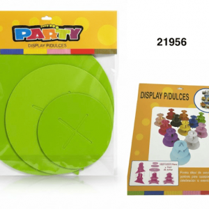 PARTY DISPLAY P/DULCES 3NIVELES 30X33CM VERDE MANZANA