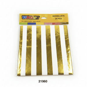 PARTY SET SERVILLETAS 33X33CM 24/1 BLANCO-DORADO