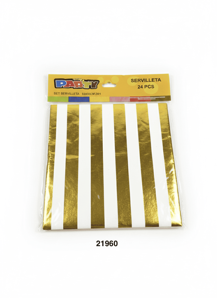 PARTY SET SERVILLETAS 33X33CM 24/1 BLANCO-DORADO