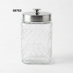 FRASCO CRISTAL C/TAPA METAL 1600ML 11.5X11.5X20CM