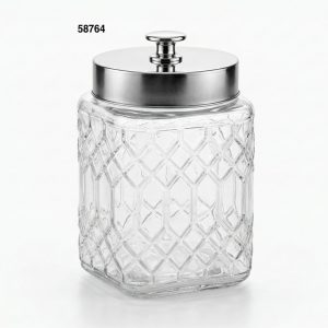 FRASCO CRISTAL C/TAPA METAL 1350ML 11.5X11.5X17CM