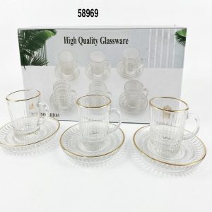 SET TAZA C/PLATILLO CRISTAL ORILLA DORADA 6X5CM 12/1
