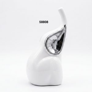ELEFANTE PORCELANA BLANCO/PLAT 12X9.5X21CM
