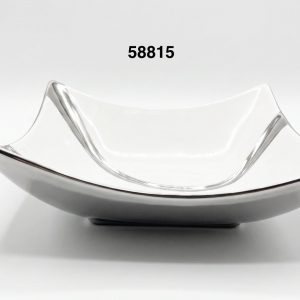 PLATON CUADRADO BLANCO/PLATA 25.5X25.5X8CM