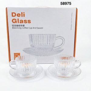 SET TAZA C/PLATILLO CRISTAL BROCADA 7.5X7CM 12/1