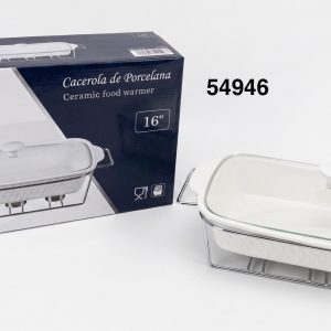 KRISKA PYREX C/TAPA CRISTAL+BASE RECTANGULAR 16"