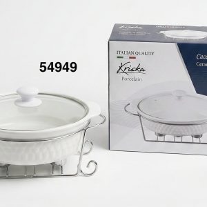 KRISKA PYREX C/TAPA CRISTAL+BASE OVALADO 15"