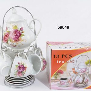 SET CAFE DISEÑO FLORES C/ESTANTE 13/1