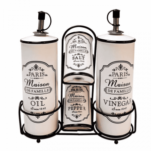 SET ACEITE+VINAGRE C/FRASCOS ESTANTE 4/1