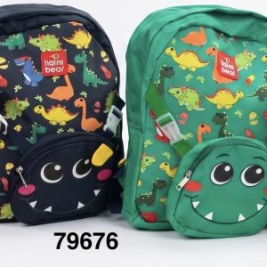 MOCHILA+BULTO C/DISEÑO DINO 32X26X11CM