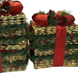 SET CAJA REGALO C/LUZ NAVIDAD  15/20/25CM 3/1