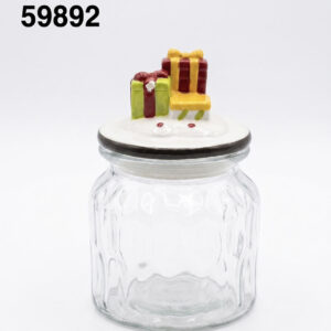 FRASCO CRISTAL C/TAPA NAVIDAD 10.3X10CM