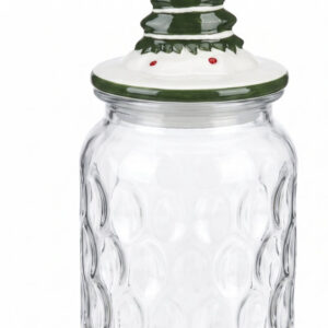 FRASCO CRISTAL C/TAPA NAVIDAD 10.3X18CM