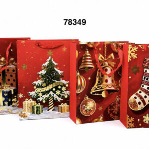 BOLSA PAPEL P/REGALO NAVIDAD 26X32X10CM