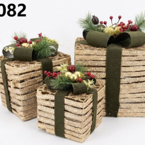 SET REGALOS NAVIDAD REDONDO C/LUZ 15/20/25CM