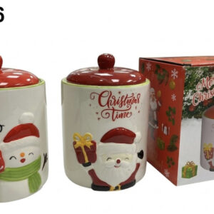 FRASCO PORCELANA C/TAPA C/DIS NAVIDAD 13X14.5CM