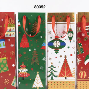 BOLSA PAPEL P/VINO NAVIDAD34.5X12.5X10CM