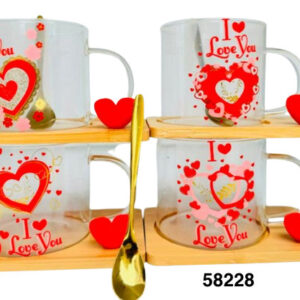 SET POZUELO CRISTAL C/BASE MADERA 8X7.3CM