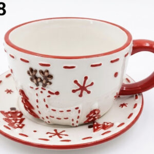 TAZA C/PLATILLO DIS NAVIDAD 11X6.5CM