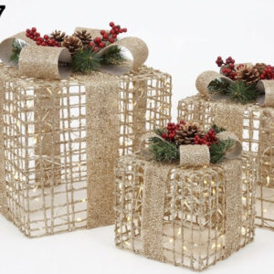 SET REGALOS NAVIDAD C/LUZ 15/20/25CM