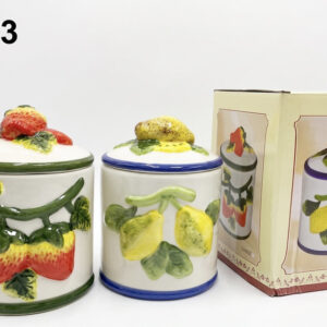 FRASCO PORCELANA C/TAPA DIS FRUTAS 12.5X17CMH