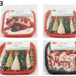 SET ACCESORIO P/COCINA C/DIS NAVIDAD 17X17CM 2/1