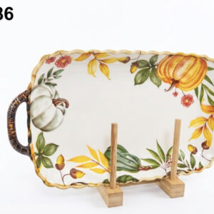 PLATO RECTANGULAR C/ASA DIS OTOÑO 30X16CM
