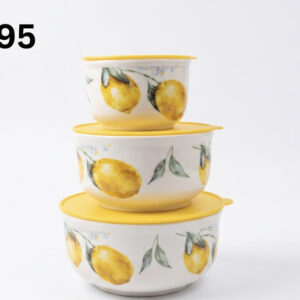 SET ENVASE PORCELANA C/TAPA LIMONES 3/1 10/13/16CM
