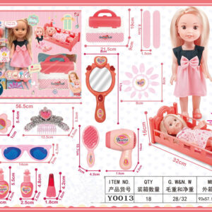 MUÑECA 13" C/ACCESORIOS CUNA+BELLEZA CAJA