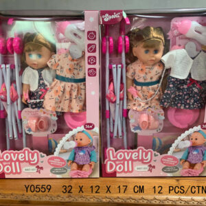MUÑECA 12" C/ACCESORIOS COCHE CAJA