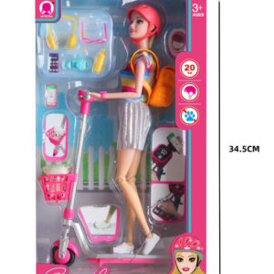 MUÑECA 11.5" C/ACCESORIO PATINETA CAJA