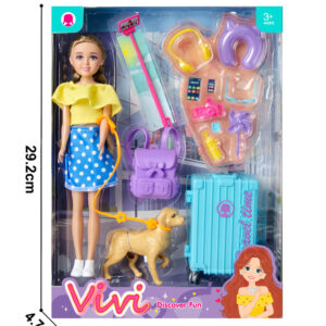 MUÑECA 9" C/ACCESORIOS MALETA CAJA