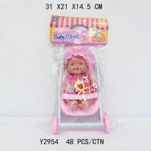 MUÑECA BEBE C/COCHE 9" FUNDA