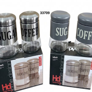 SET FRASCO METAL C/TAPA 14CM 2/1